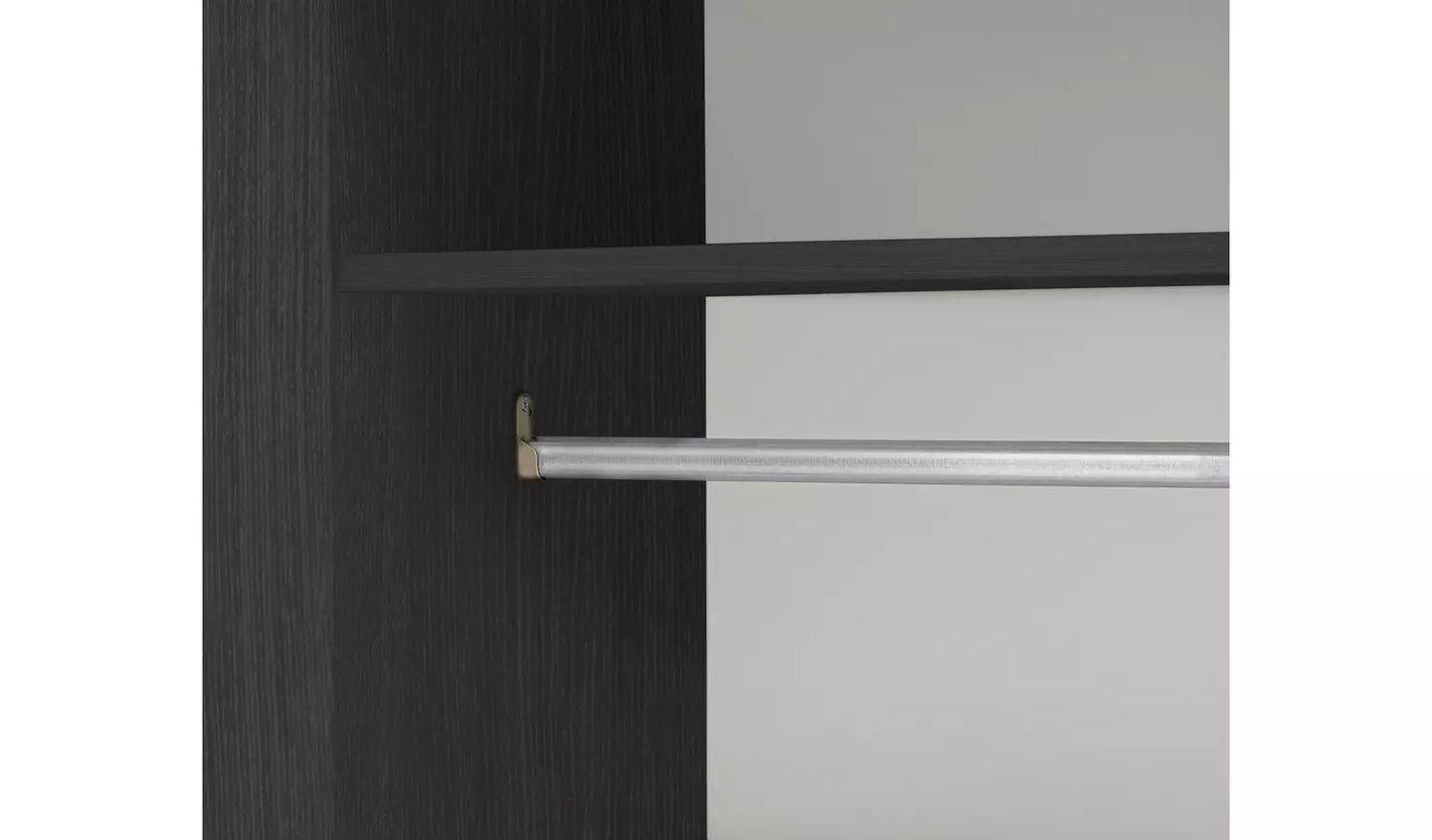 Malibu 3 Door 4 Drawer Mirror Wardrobe -Black Oak